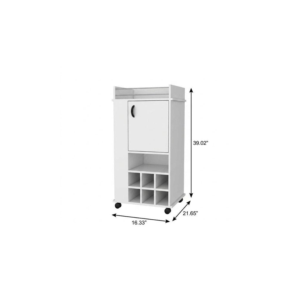 16" White Wood Bar Cart — view 3