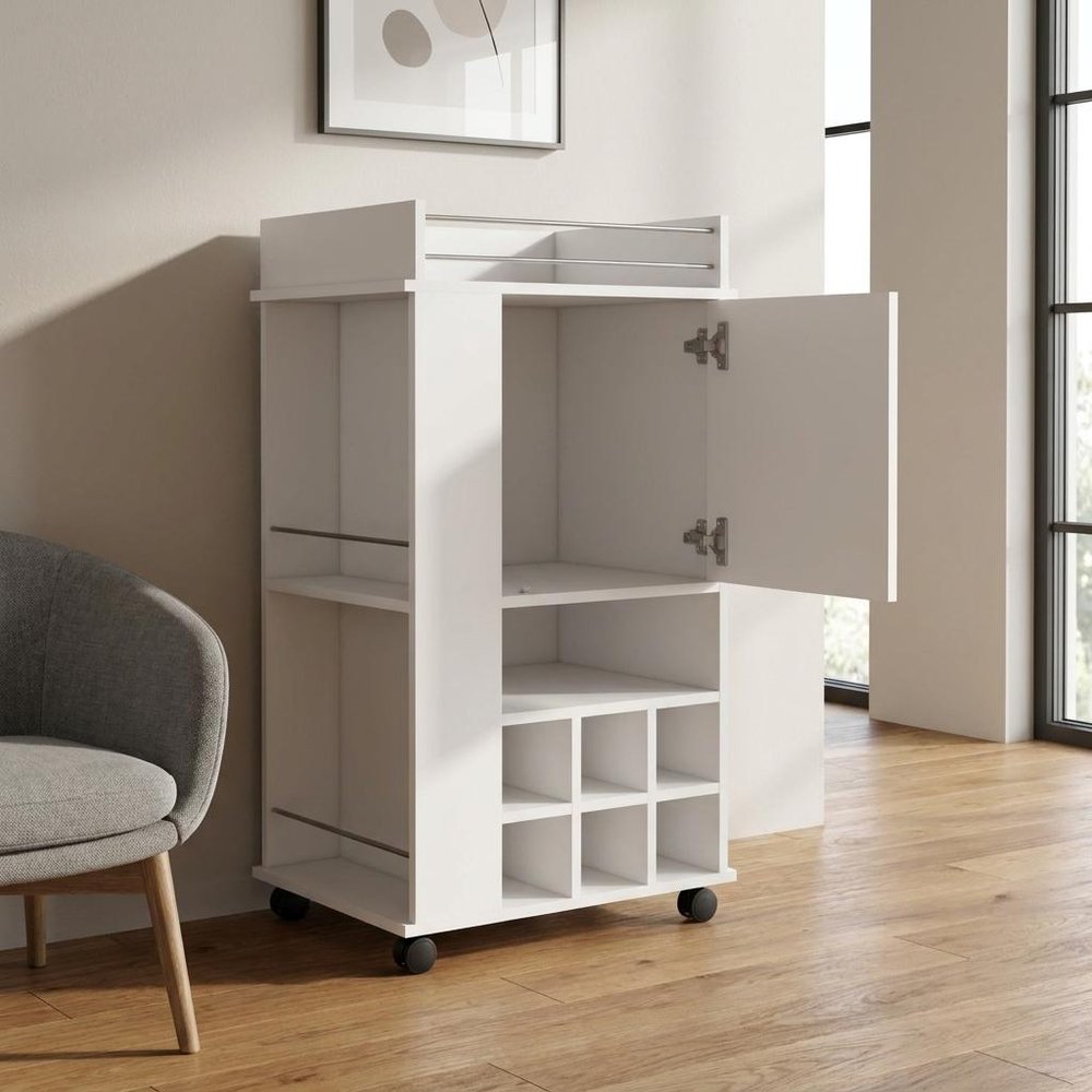 16" White Wood Bar Cart — view 4