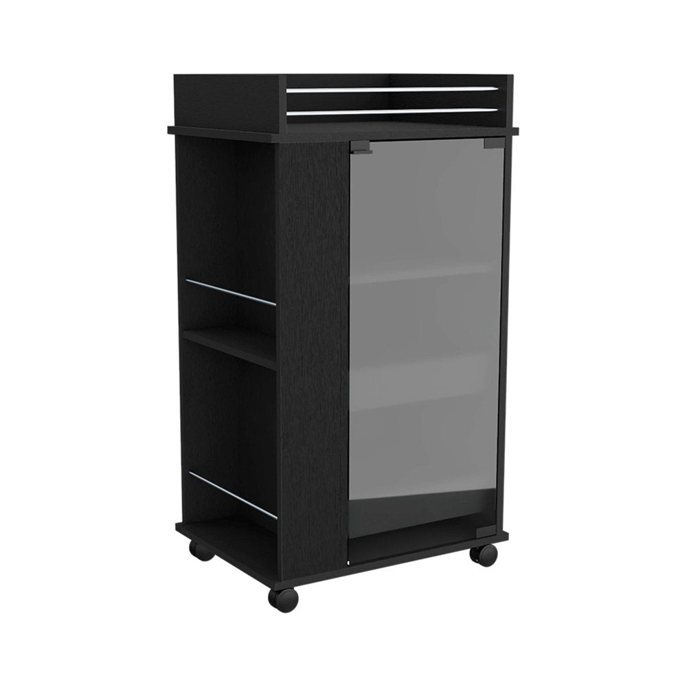 16" Black Wood Bar Cart — view 1