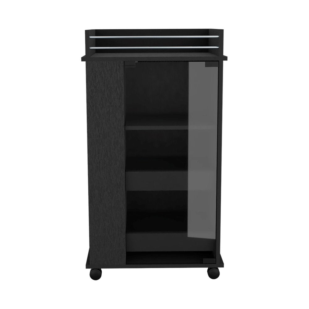 16" Black Wood Bar Cart — view 2