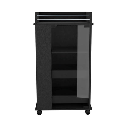 16" Black Wood Bar Cart