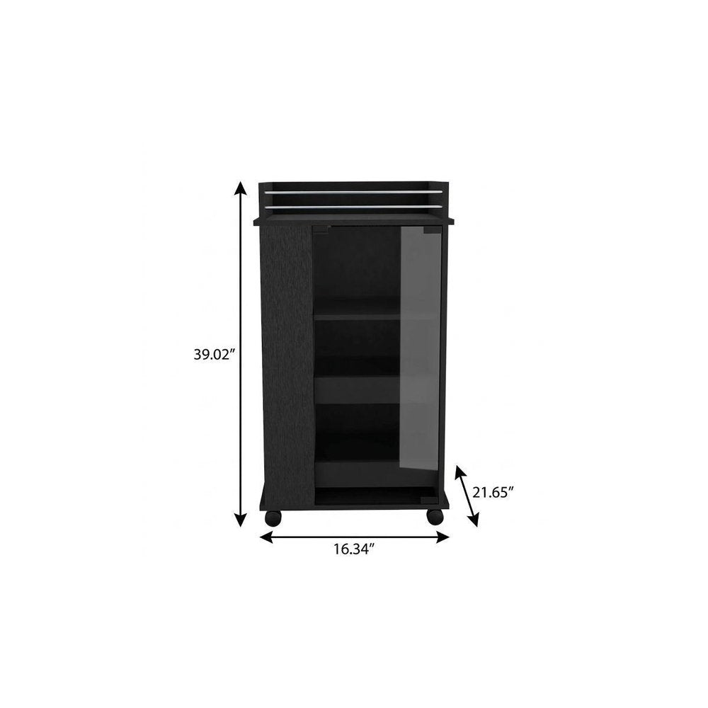 16" Black Wood Bar Cart — view 4