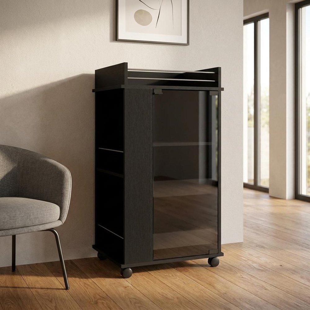 16" Black Wood Bar Cart — view 5