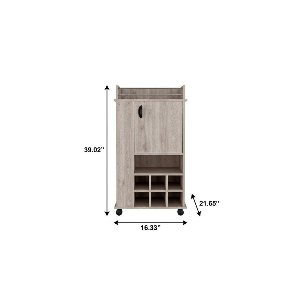 16" Gray Wood Bar Cart — view 3