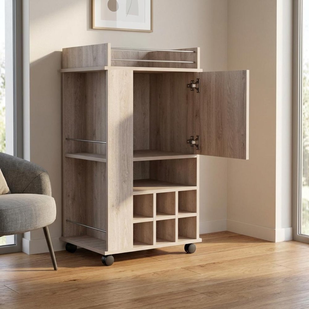 16" Gray Wood Bar Cart — view 4