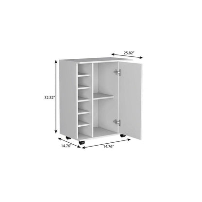 15" White Wood Bar Cart