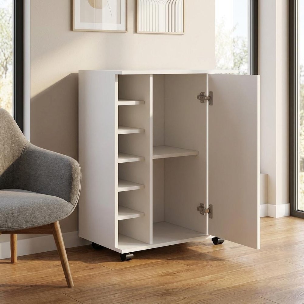 15" White Wood Bar Cart — view 6