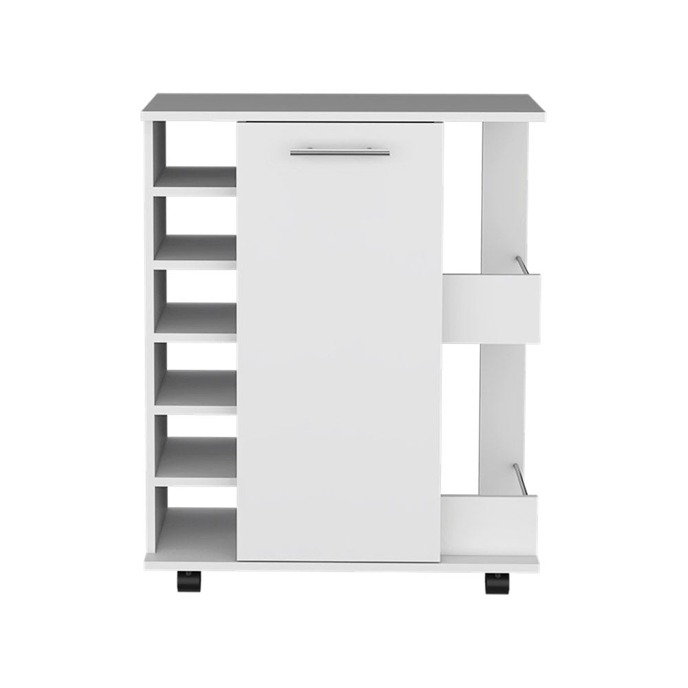 15" White Wood Bar Cart — view 1