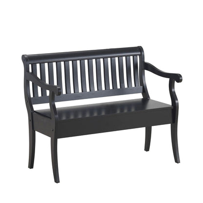 42" Black Solid Wood Storage Bench With Flip Top HomeRoots