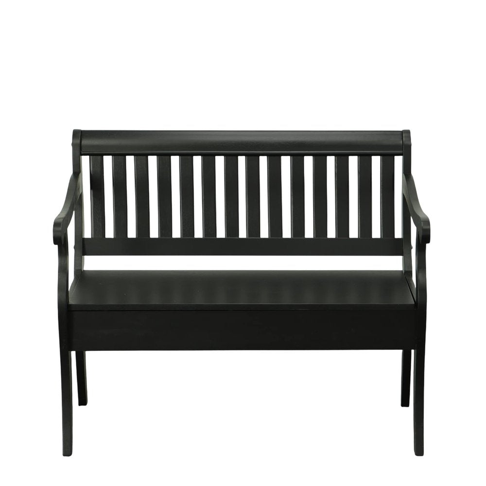 42" Black Solid Wood Storage Bench With Flip Top — view 2