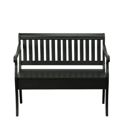42" Black Solid Wood Storage Bench With Flip Top