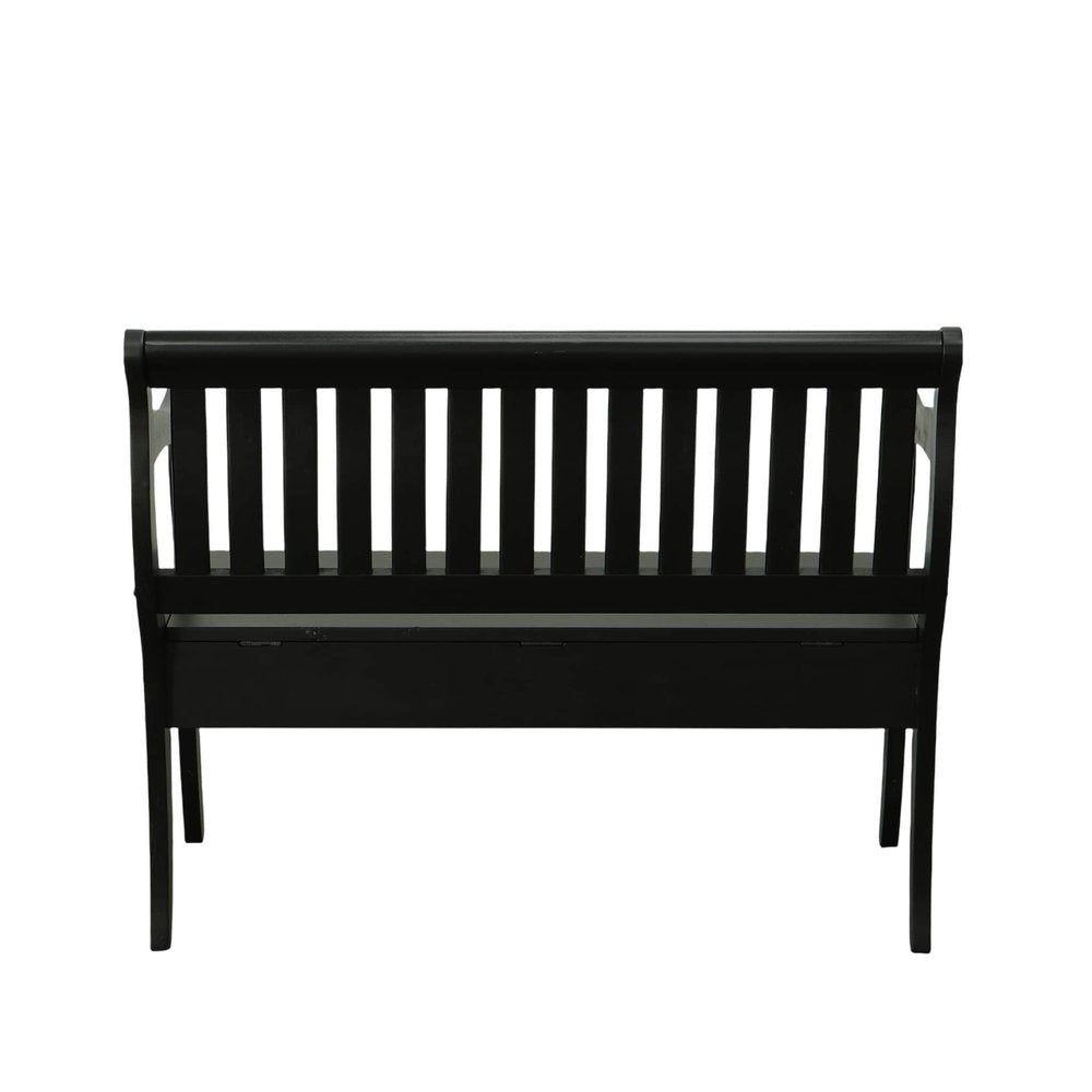 42" Black Solid Wood Storage Bench With Flip Top — view 3
