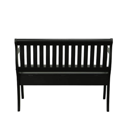 42" Black Solid Wood Storage Bench With Flip Top