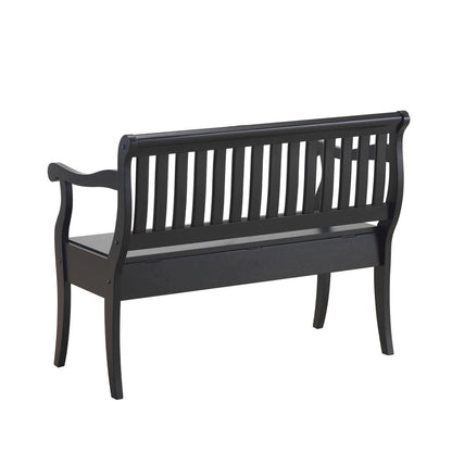 42" Black Solid Wood Storage Bench With Flip Top HomeRoots