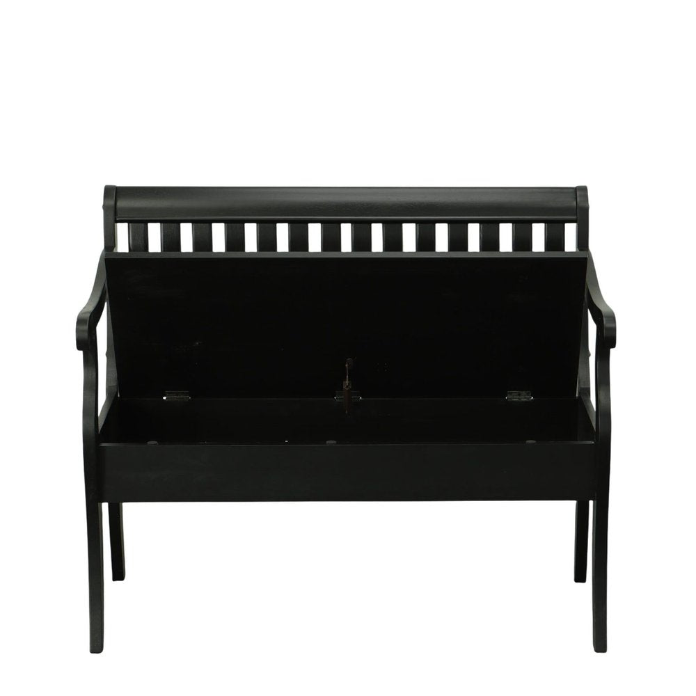 42" Black Solid Wood Storage Bench With Flip Top HomeRoots