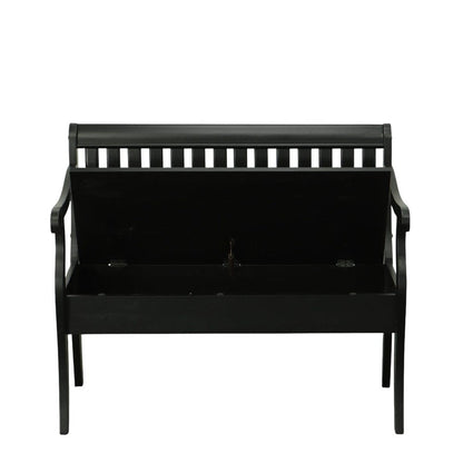 42" Black Solid Wood Storage Bench With Flip Top HomeRoots