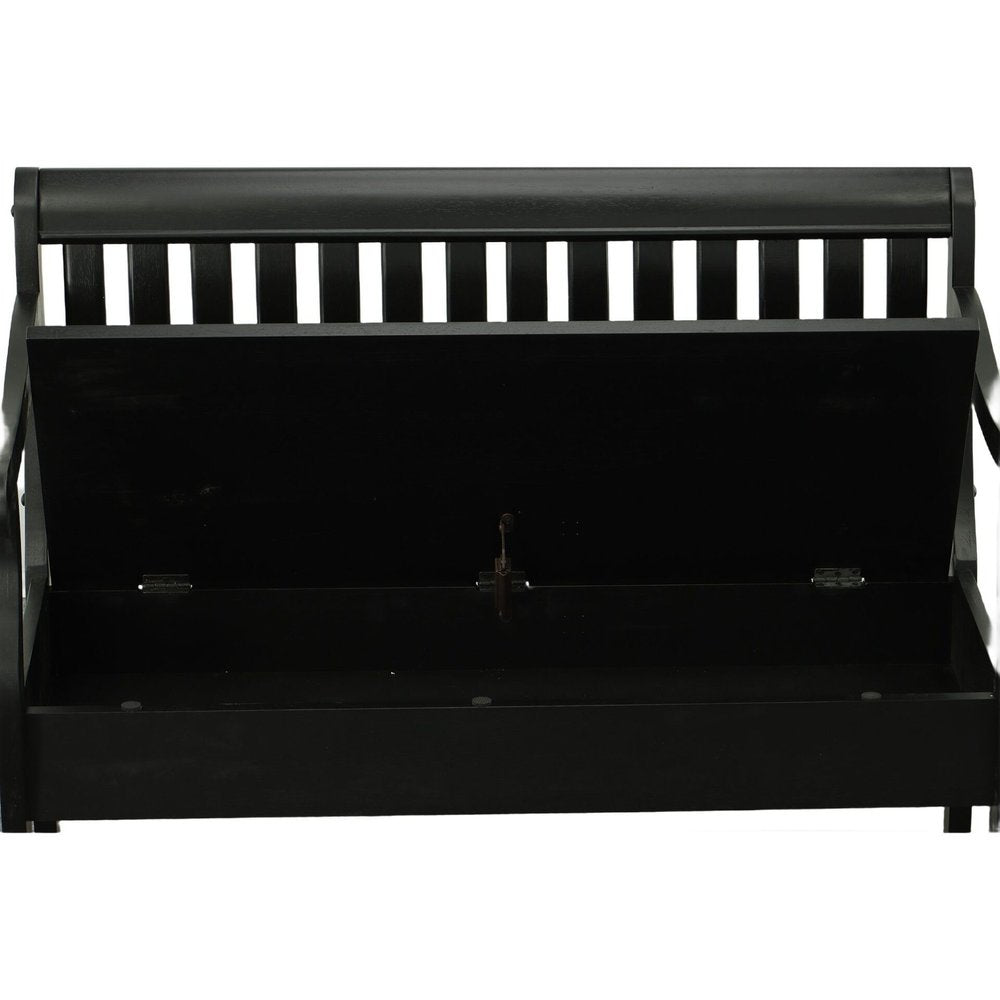 42" Black Solid Wood Storage Bench With Flip Top — view 6