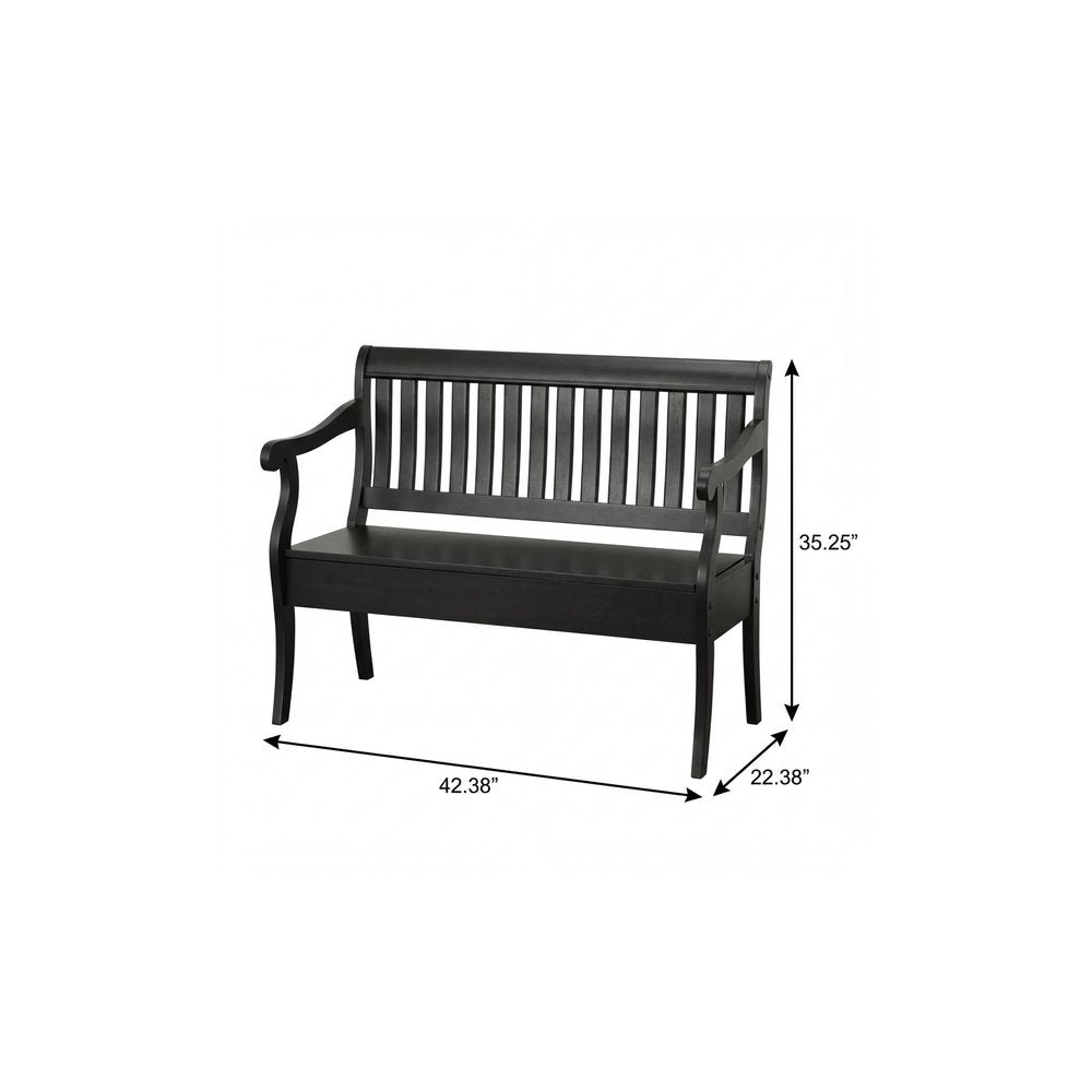 42" Black Solid Wood Storage Bench With Flip Top HomeRoots