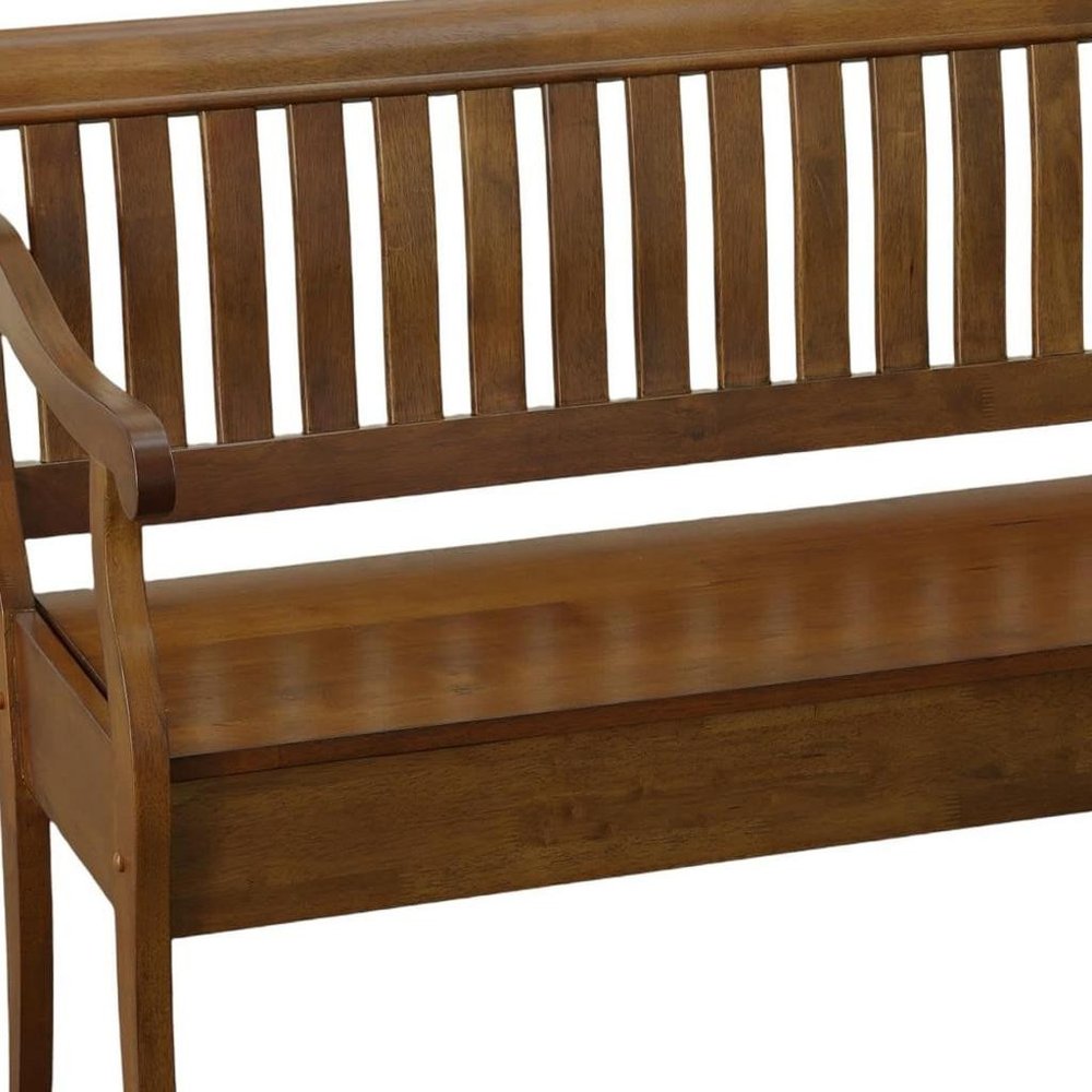 42" Dark Brown Solid Wood Storage Bench With Flip Top — view 5
