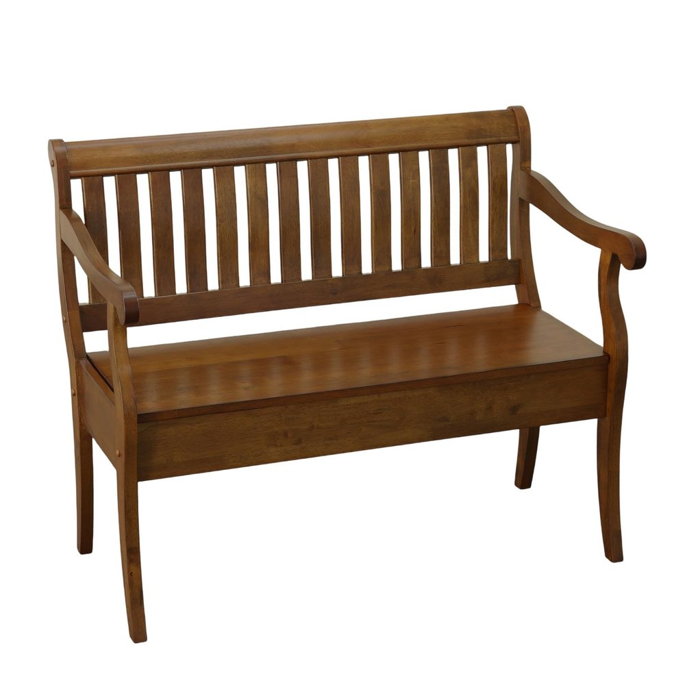 42" Dark Brown Solid Wood Storage Bench With Flip Top — view 1