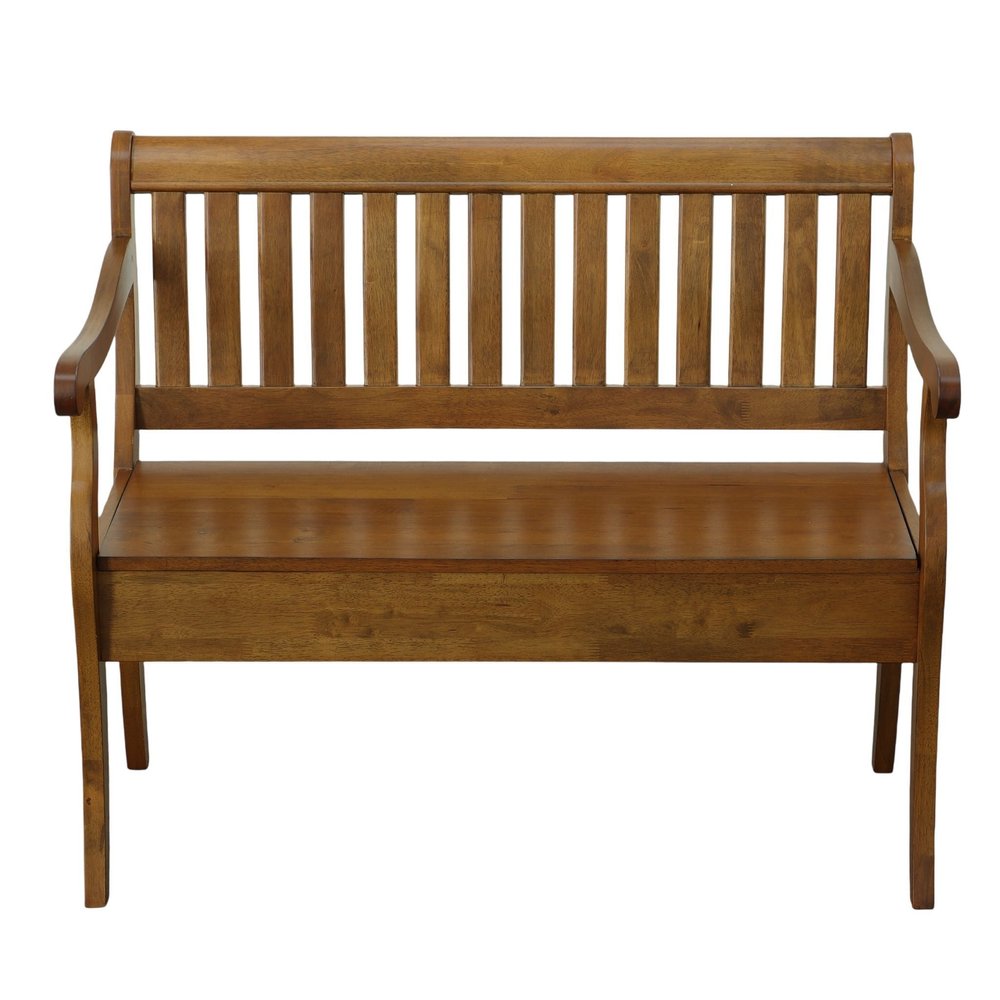 42" Dark Brown Solid Wood Storage Bench With Flip Top — view 2