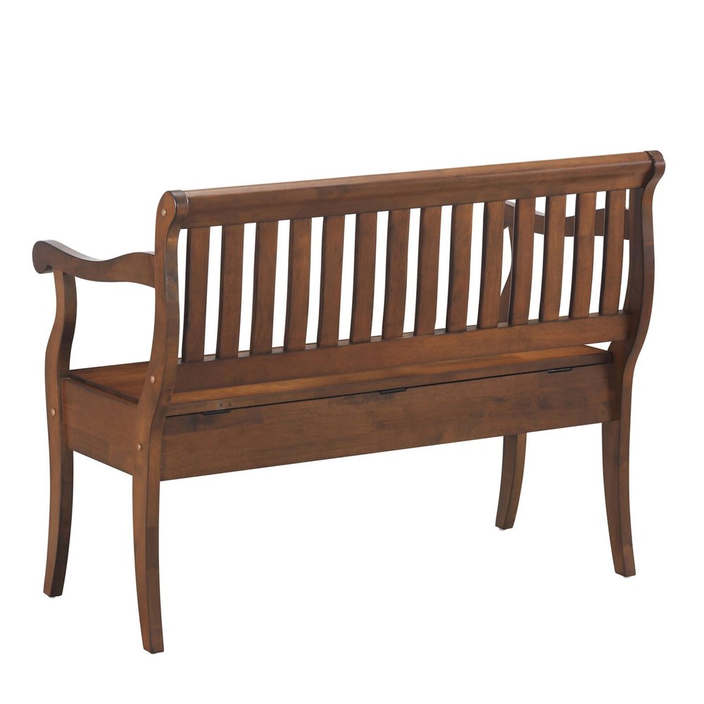 42" Dark Brown Solid Wood Storage Bench With Flip Top — view 3