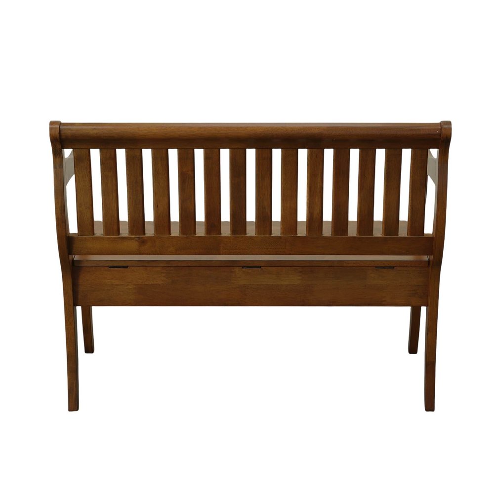 42" Dark Brown Solid Wood Storage Bench With Flip Top — view 4
