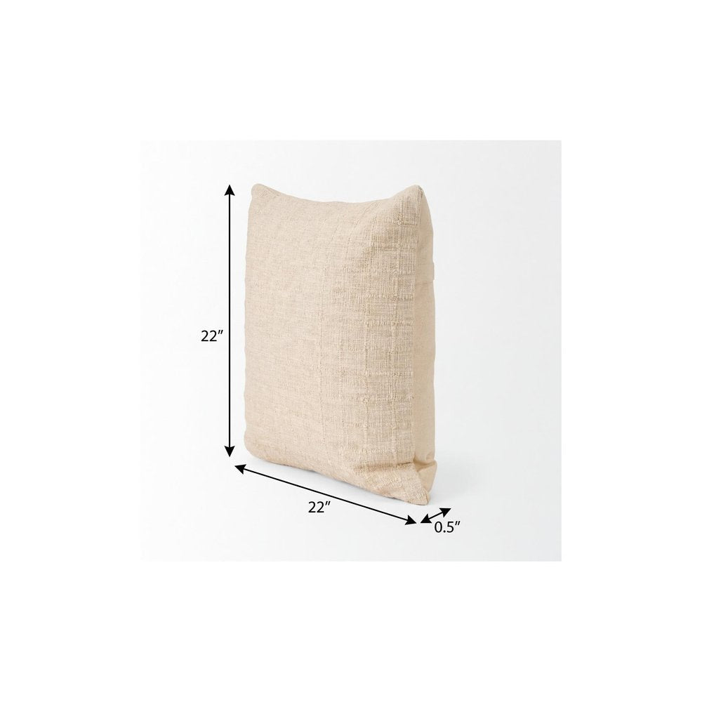 22" Ivory Cotton Blend Throw Pillow Cover — view 9