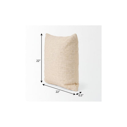 22" Ivory Cotton Blend Throw Pillow Cover