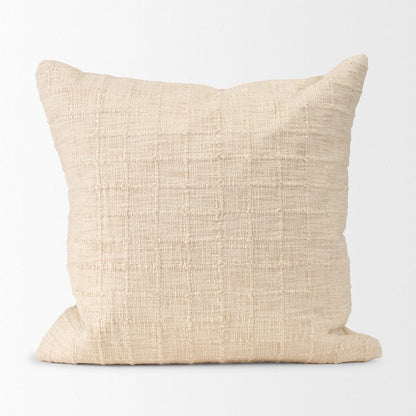 22" Ivory Cotton Blend Throw Pillow Cover