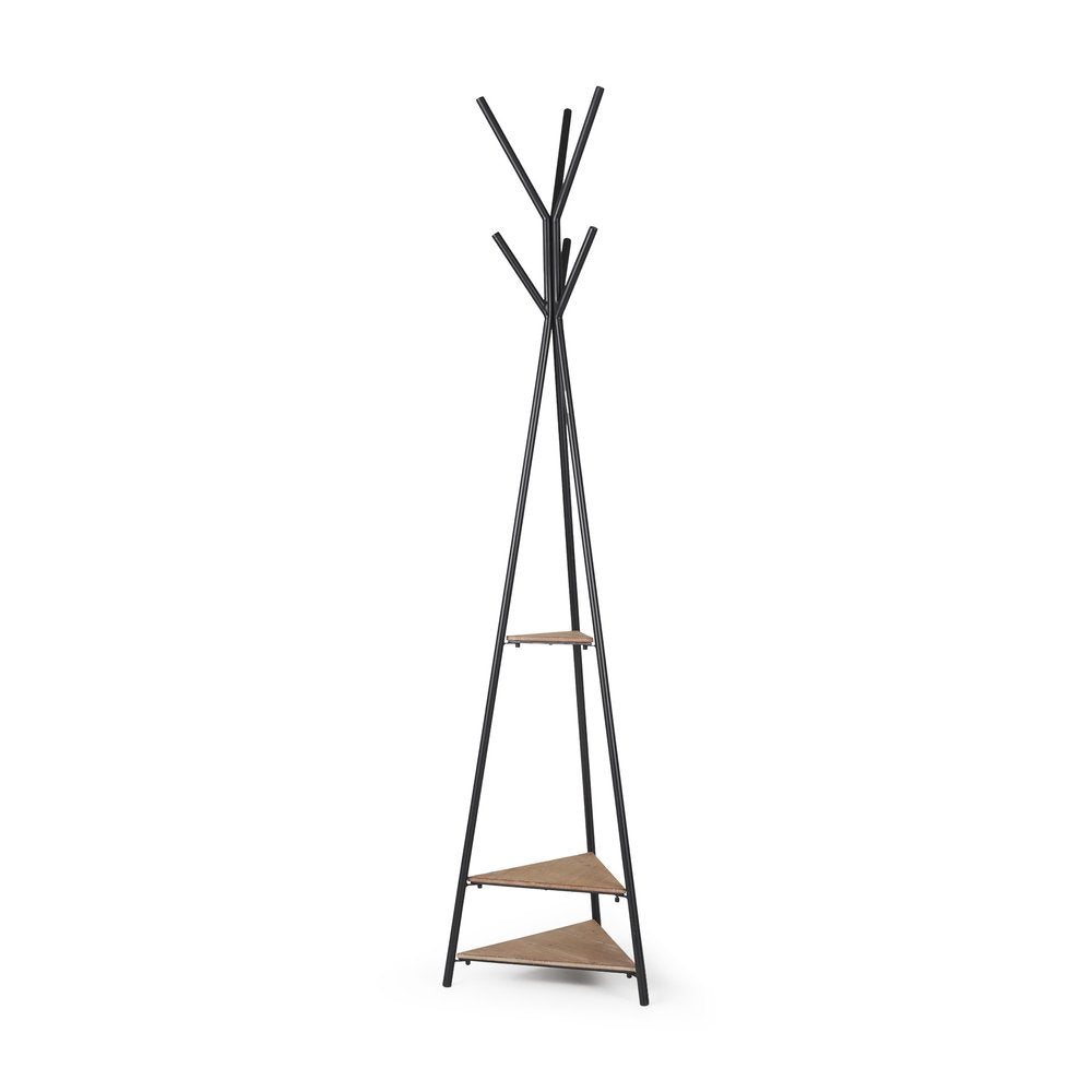71" Black Metal Six Hook Freestanding Coat Rack HomeRoots