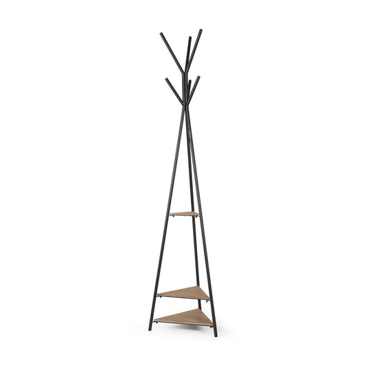 71" Black Metal Six Hook Freestanding Coat Rack HomeRoots