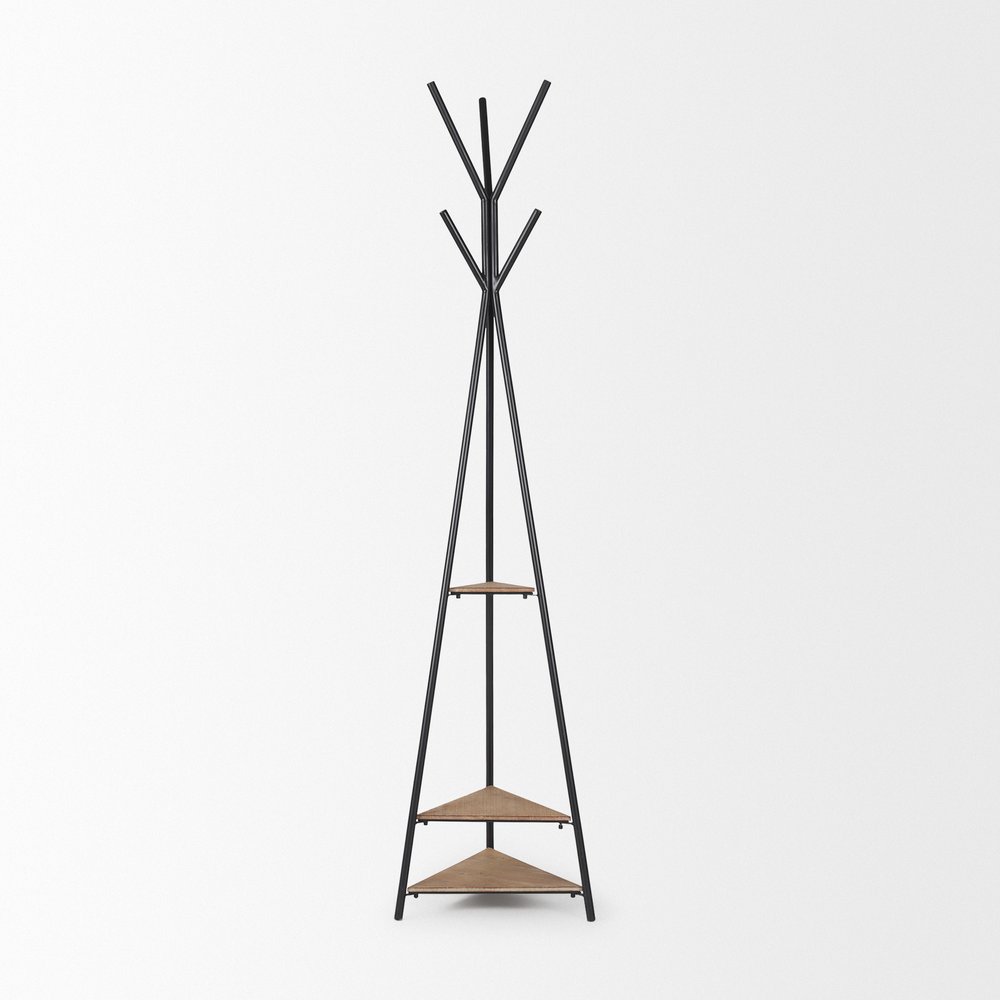 71" Black Metal Six Hook Freestanding Coat Rack HomeRoots
