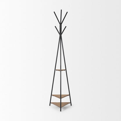 71" Black Metal Six Hook Freestanding Coat Rack HomeRoots