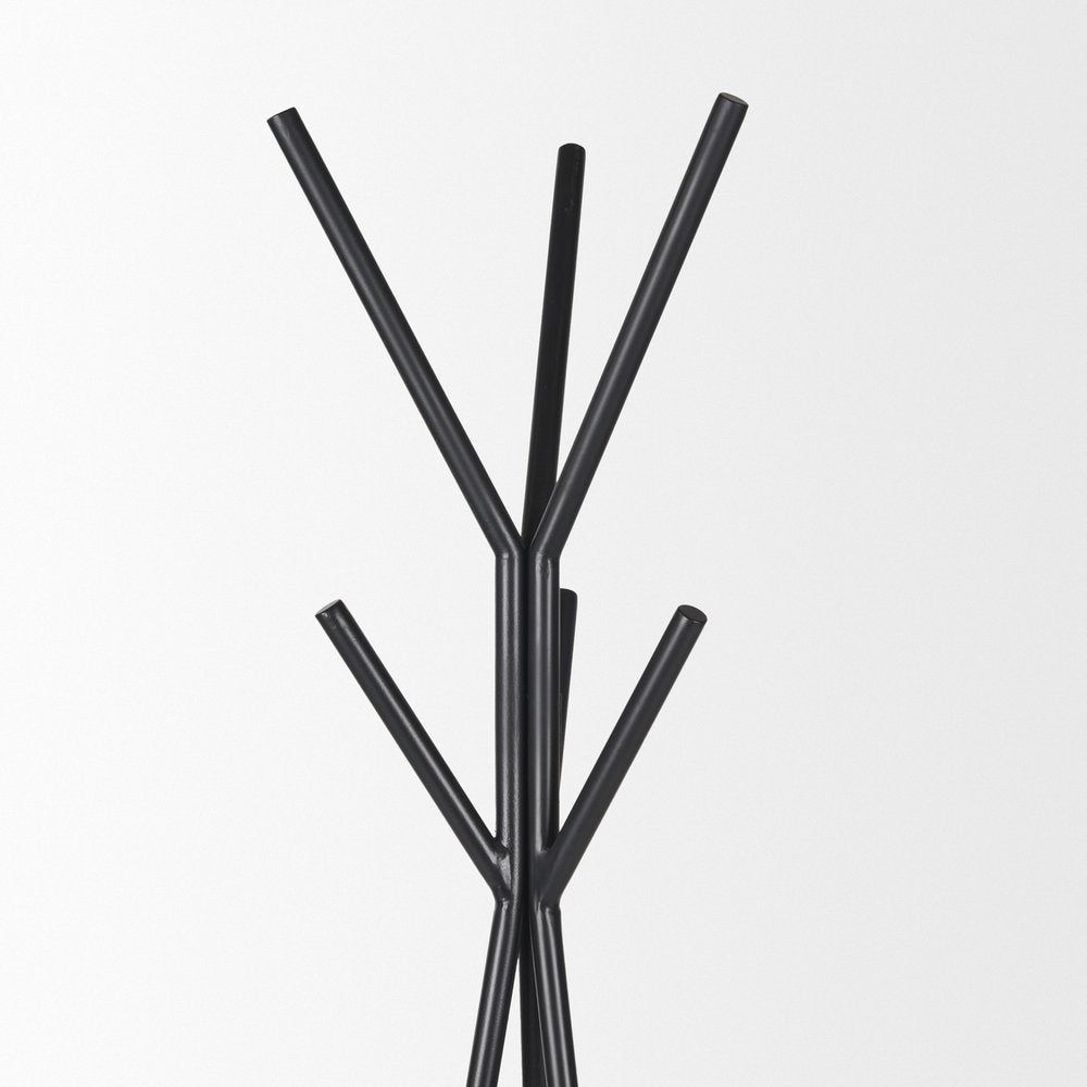 71" Black Metal Six Hook Freestanding Coat Rack — view 4