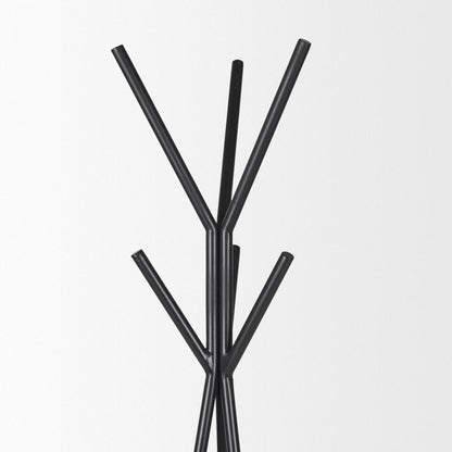 71" Black Metal Six Hook Freestanding Coat Rack HomeRoots