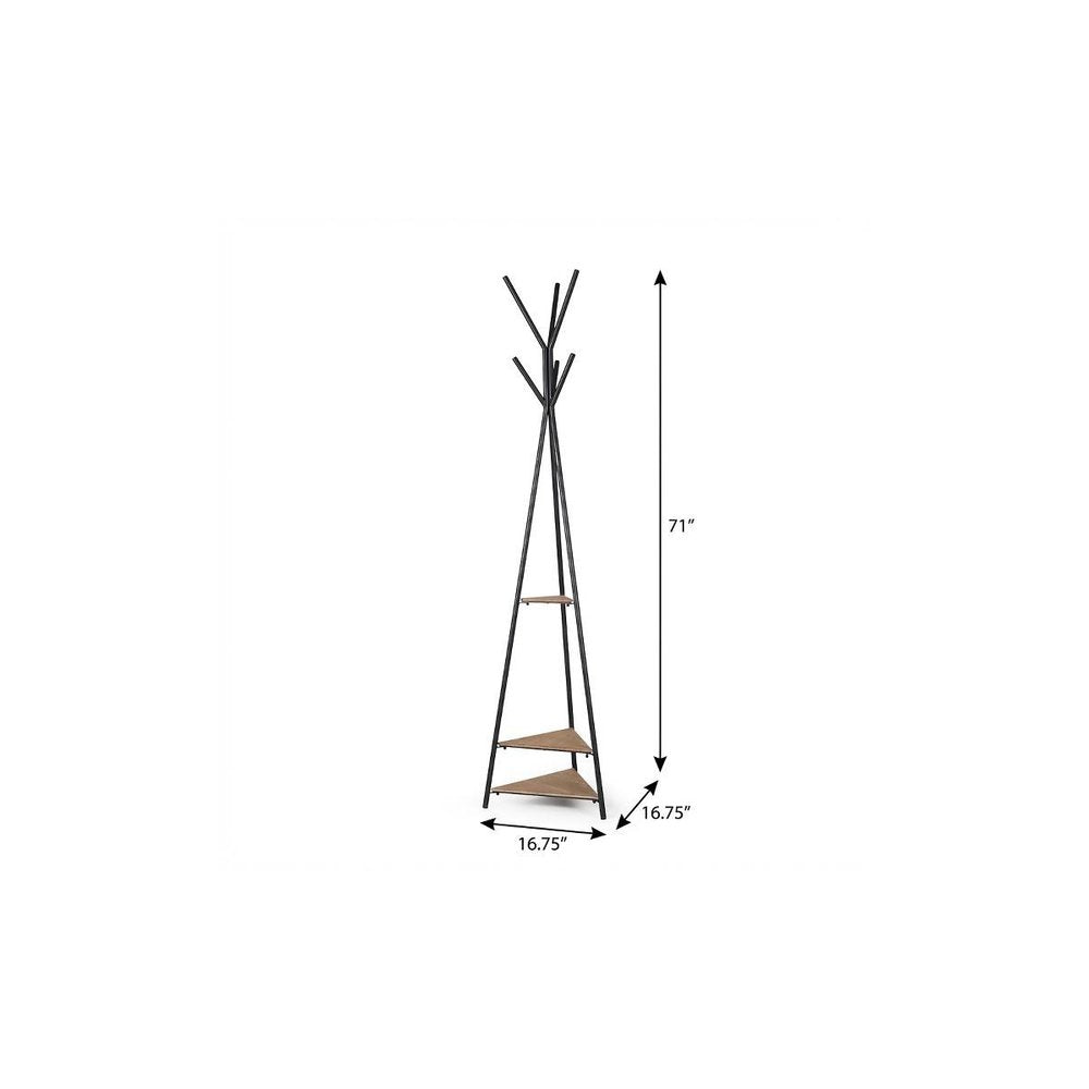 71" Black Metal Six Hook Freestanding Coat Rack — view 7