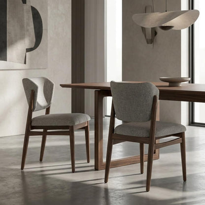 Set of Two Gray And Black Fabric And Solid Wood Dining Side Chairs HomeRoots
