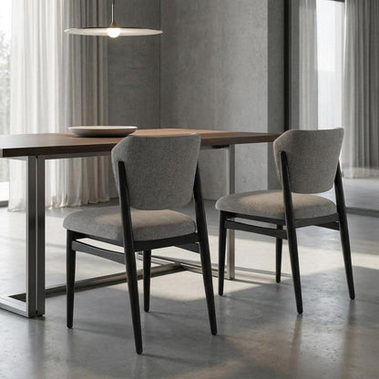 Set of Two Gray And Black Fabric And Solid Wood Dining Side Chairs HomeRoots