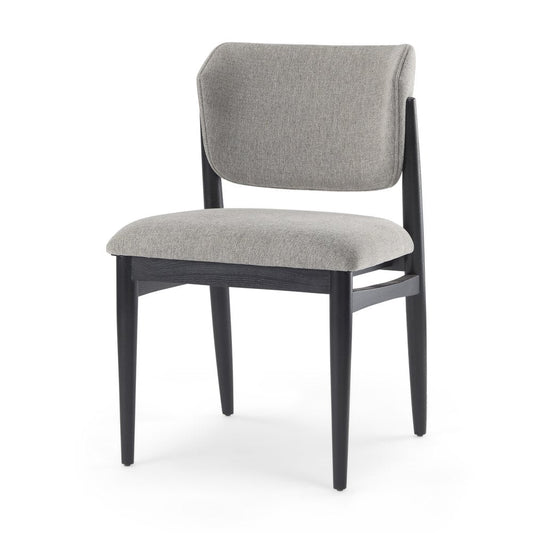 Set of Two Gray And Black Fabric And Solid Wood Dining Side Chairs HomeRoots