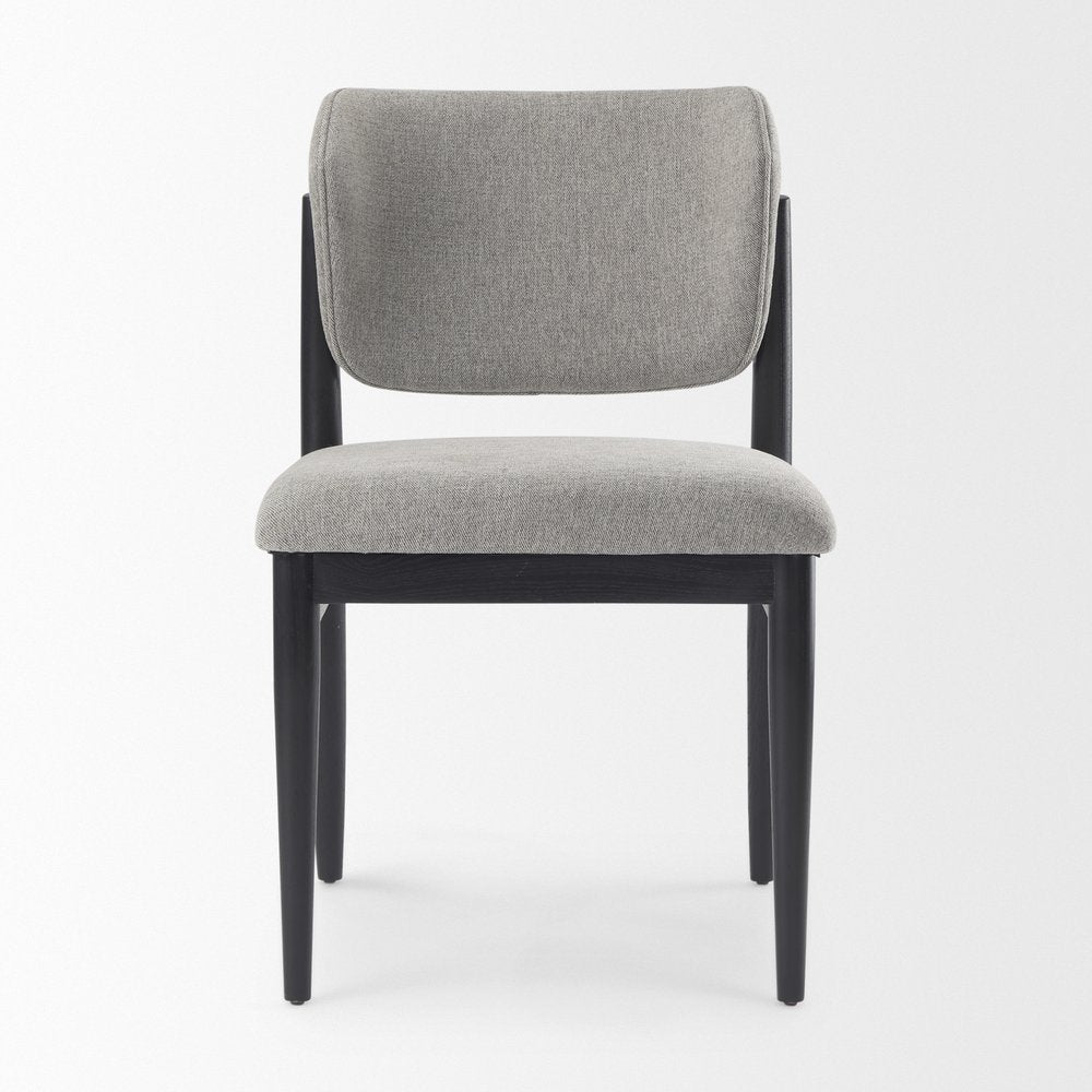 Set of Two Gray And Black Fabric And Solid Wood Dining Side Chairs — view 2