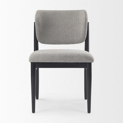 Set of Two Gray And Black Fabric And Solid Wood Dining Side Chairs HomeRoots