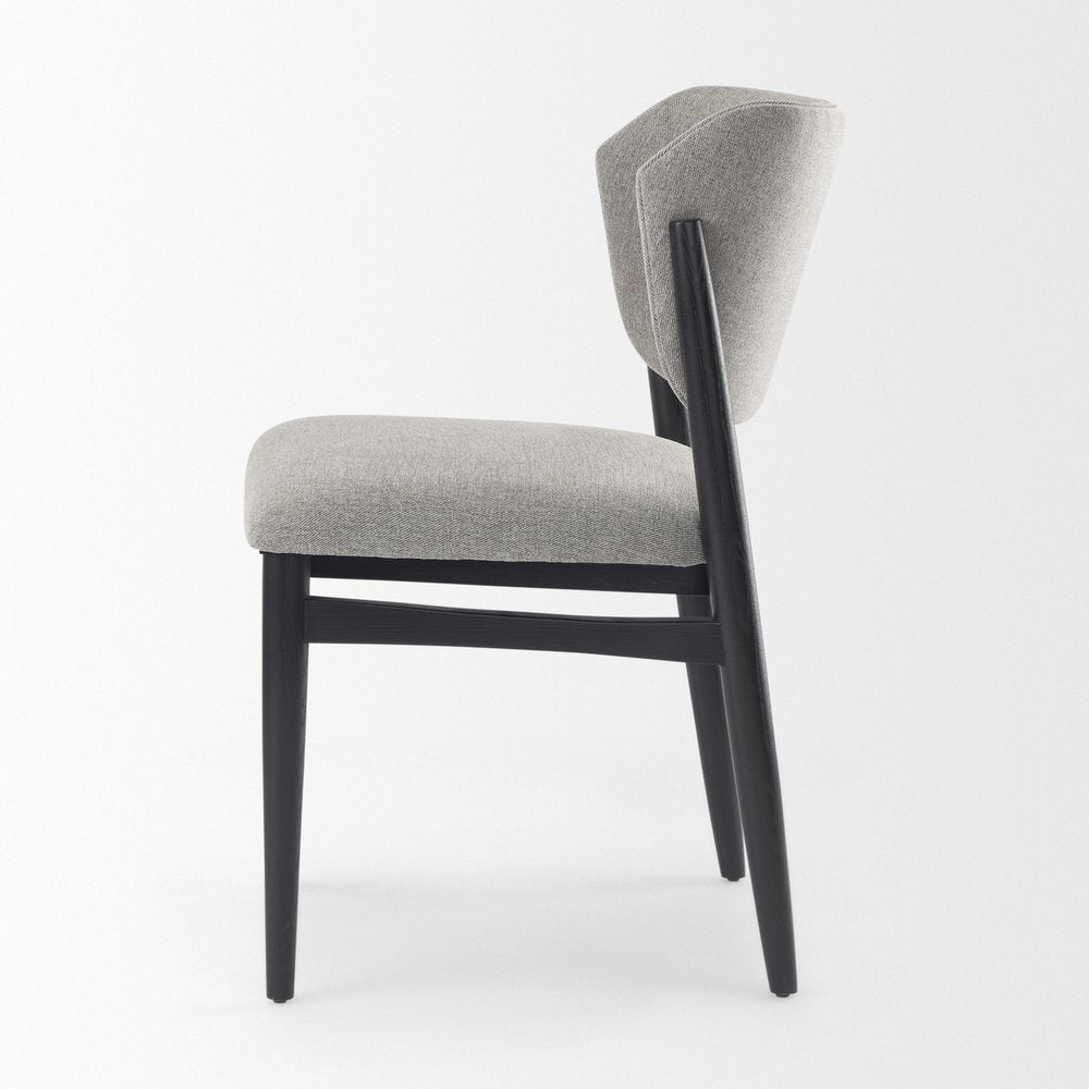 Set of Two Gray And Black Fabric And Solid Wood Dining Side Chairs HomeRoots