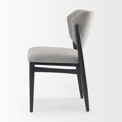 Set of Two Gray And Black Fabric And Solid Wood Dining Side Chairs HomeRoots