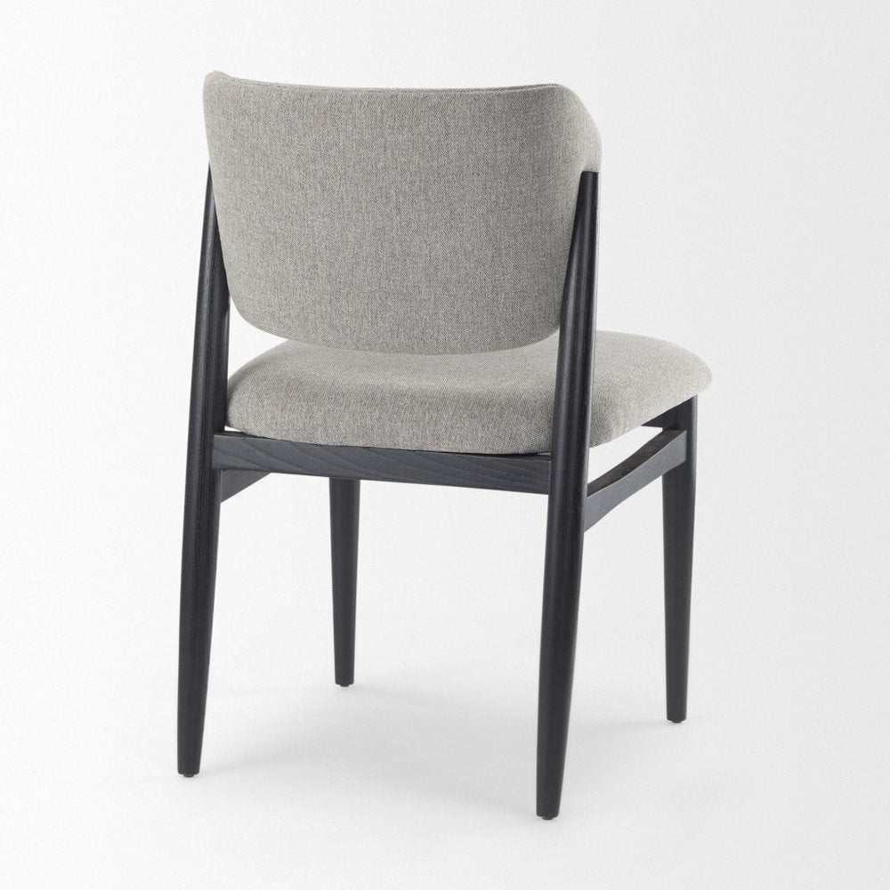 Set of Two Gray And Black Fabric And Solid Wood Dining Side Chairs HomeRoots