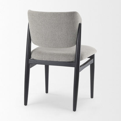 Set of Two Gray And Black Fabric And Solid Wood Dining Side Chairs HomeRoots