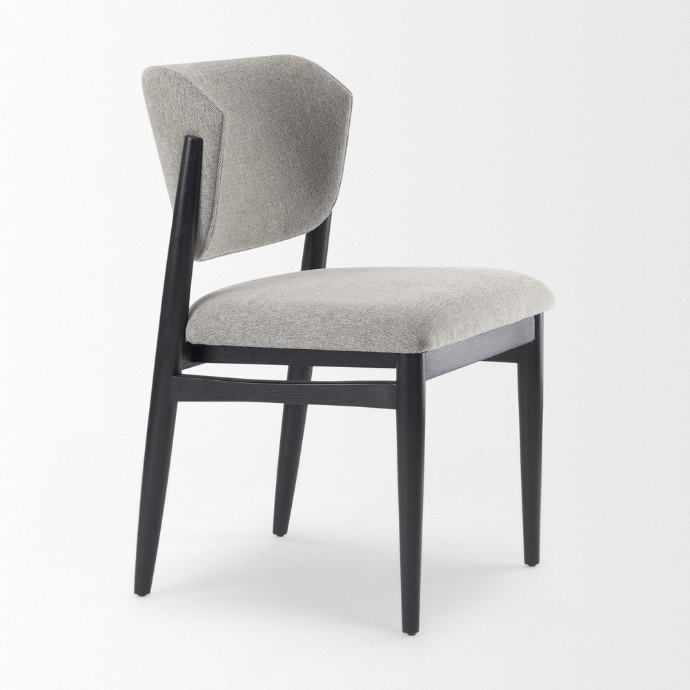 Set of Two Gray And Black Fabric And Solid Wood Dining Side Chairs HomeRoots