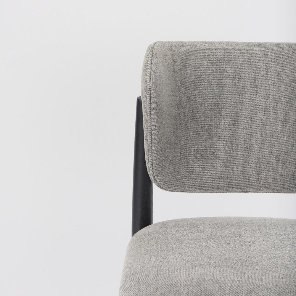 Set of Two Gray And Black Fabric And Solid Wood Dining Side Chairs HomeRoots