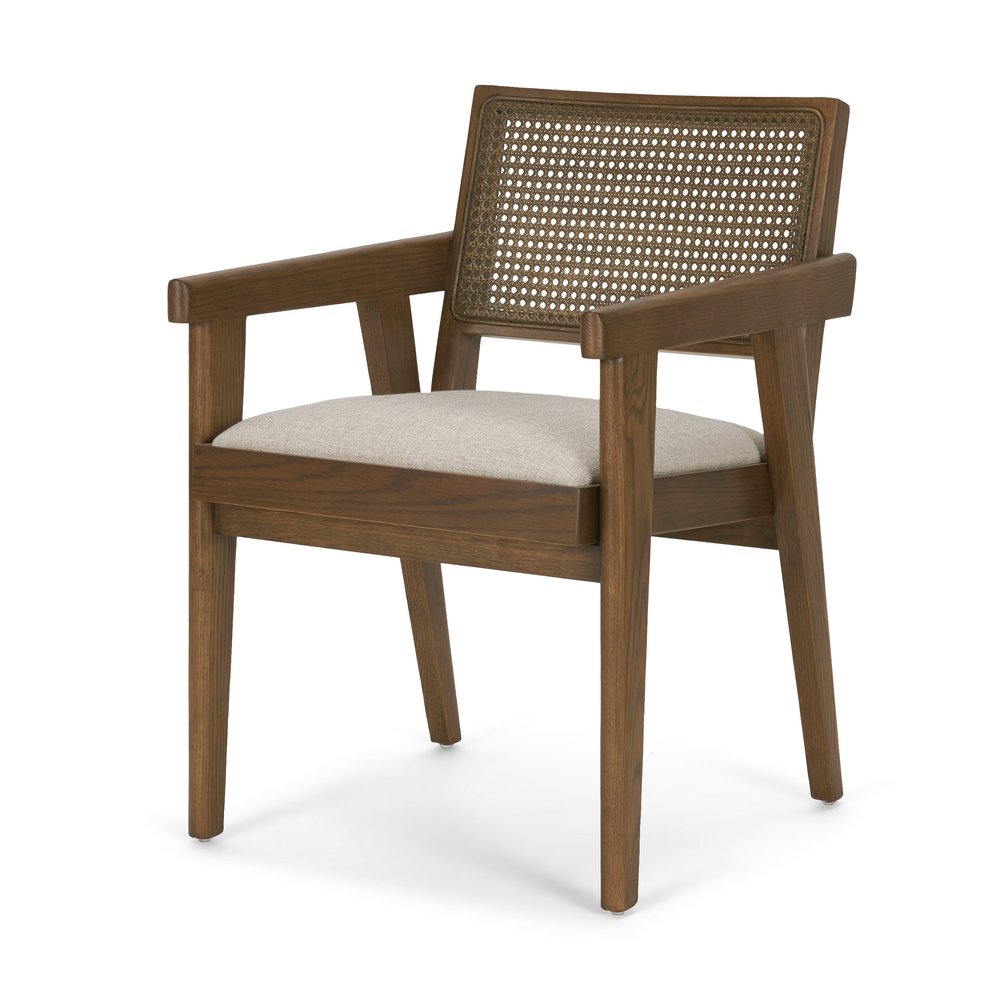 Black Leather Solid Wood And Rattan Dining Arm Chair HomeRoots