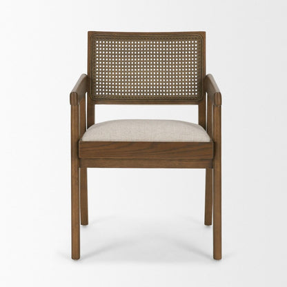 Black Leather Solid Wood And Rattan Dining Arm Chair HomeRoots